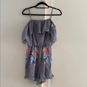 Gingham print romper